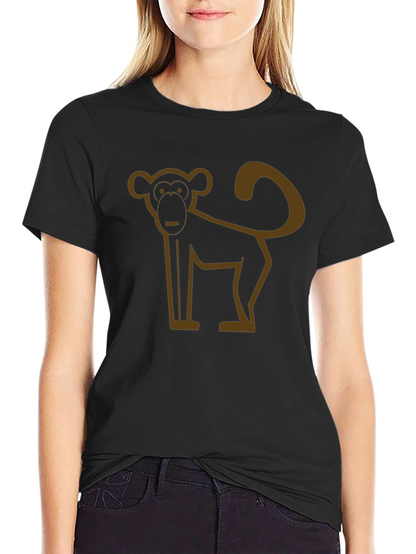 Camiseta Negra con Diseño de Mono Abstracto
