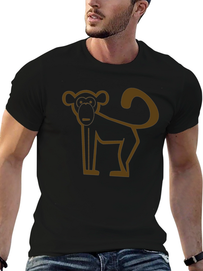 Camiseta Negra con Diseño de Mono Abstracto