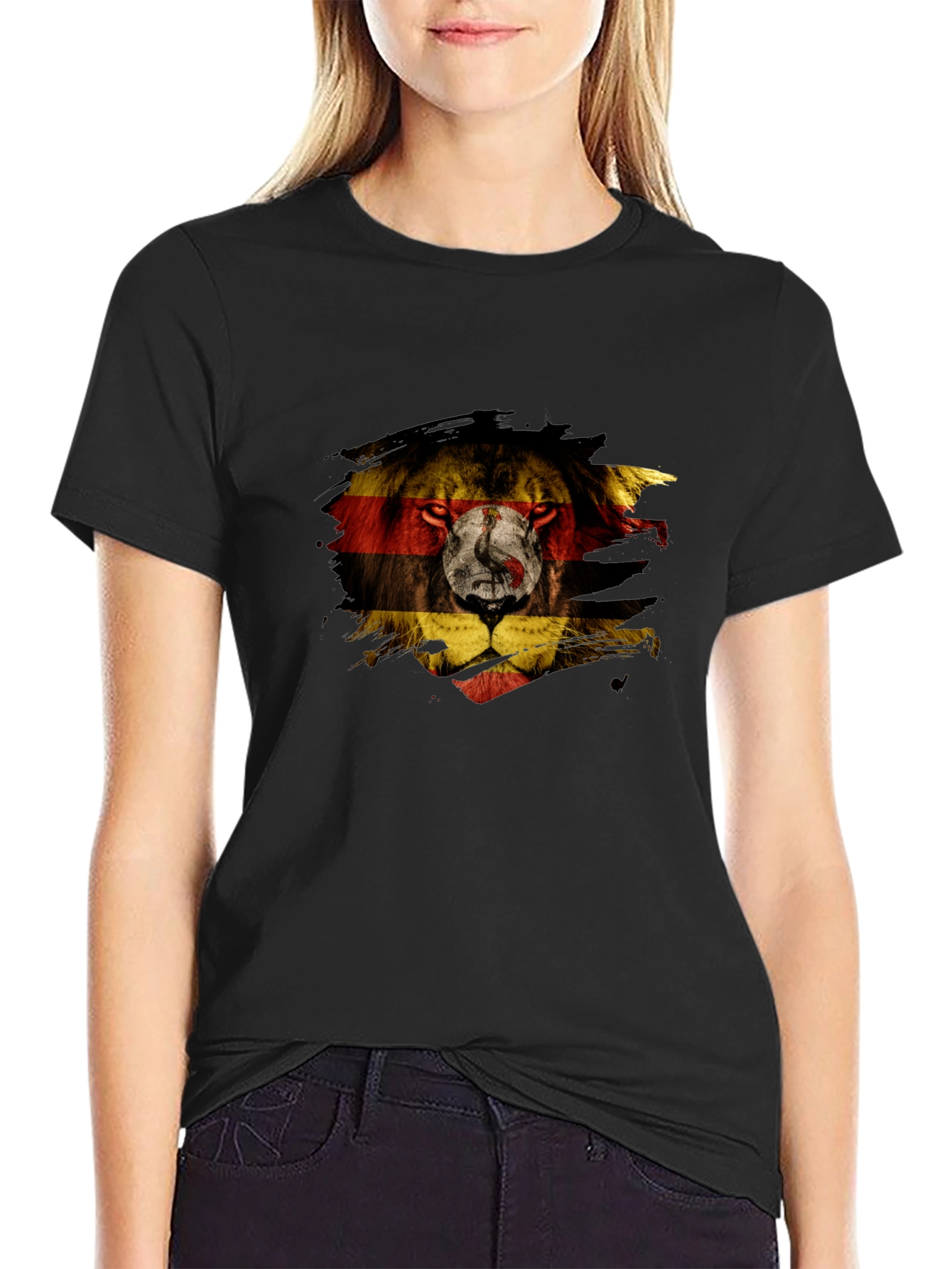 Camiseta Negra León Uganda Diseño Único