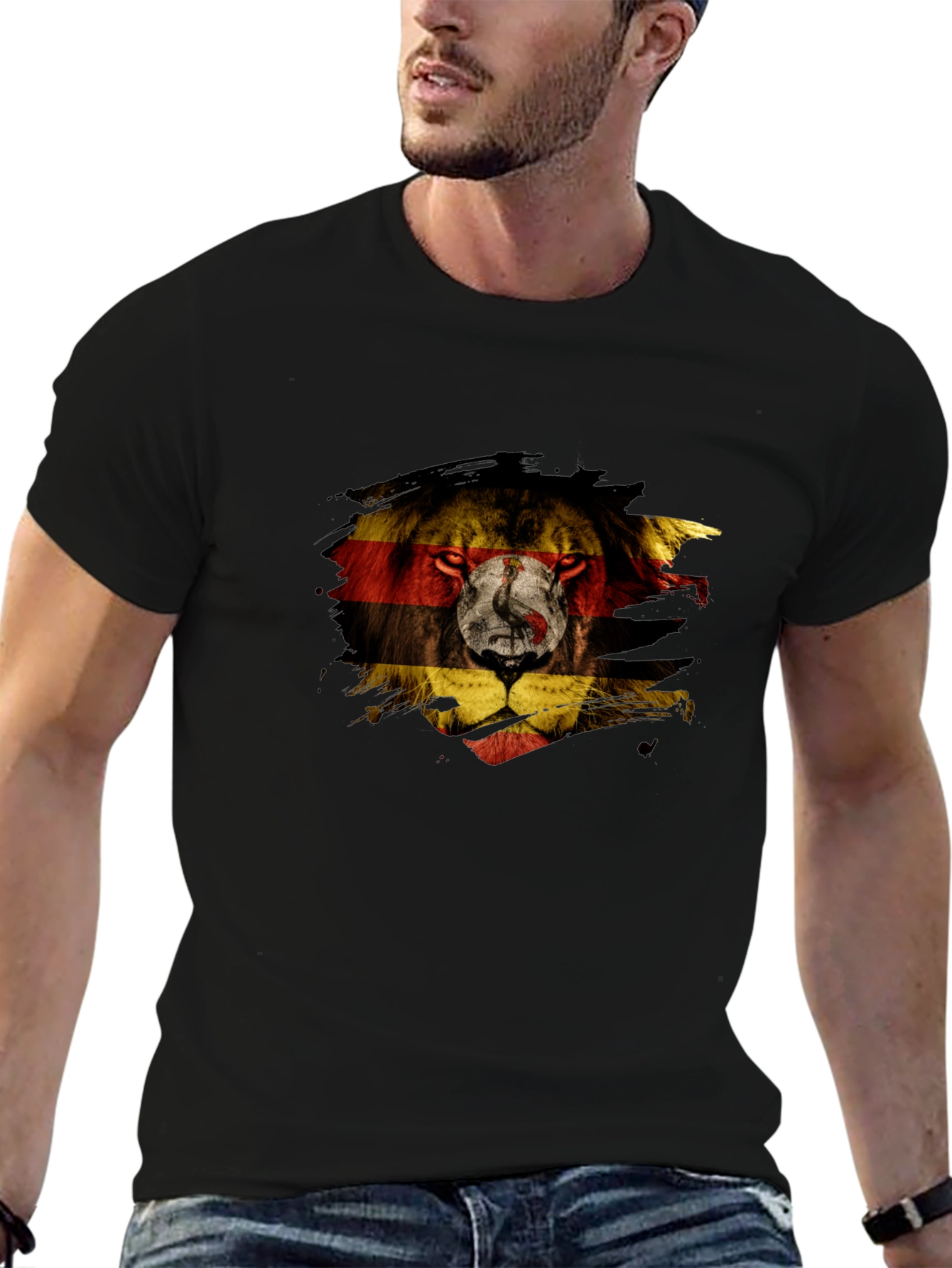 Camiseta Negra León Uganda Diseño Único