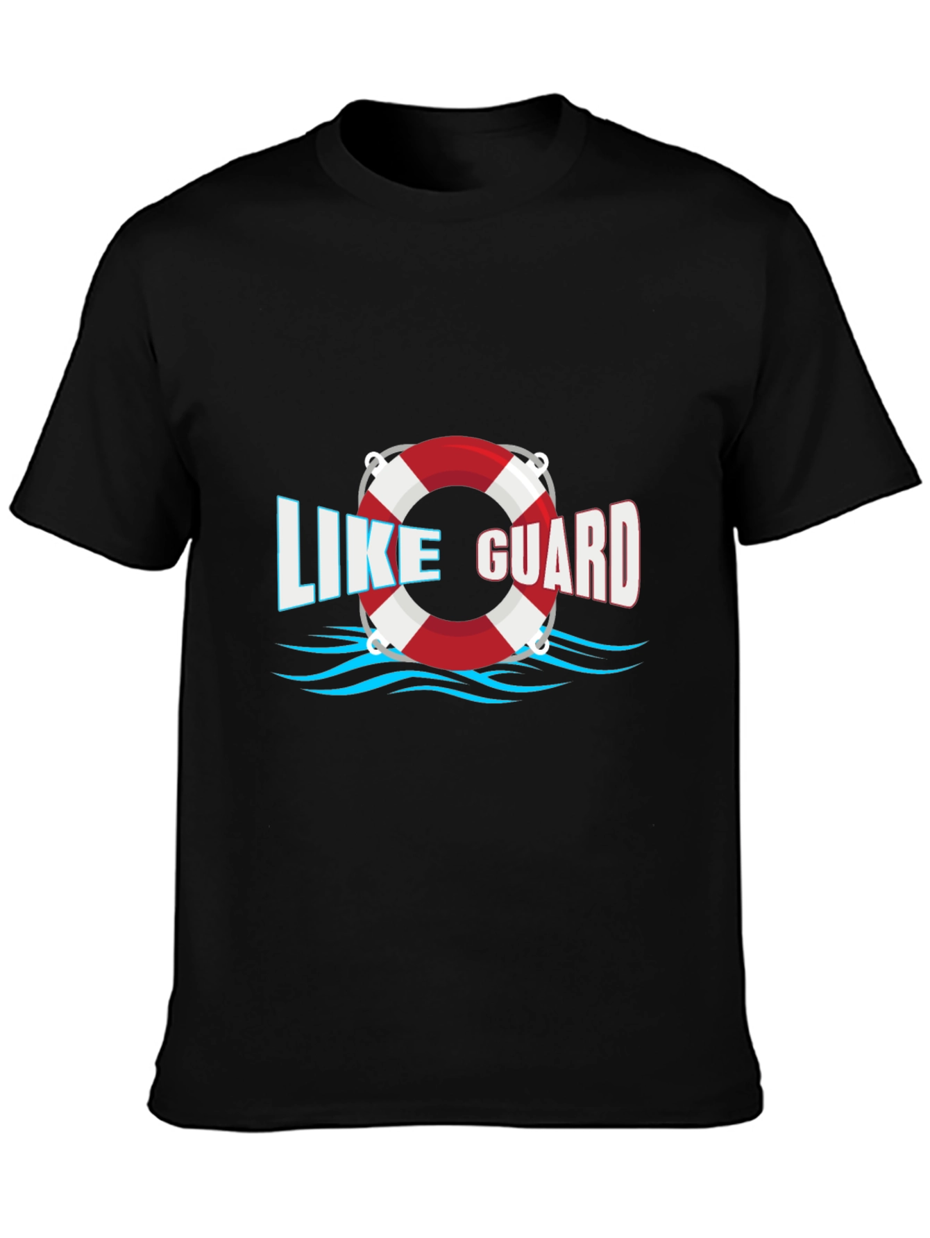 Camiseta Negra Like Guard con Diseño de Salvavidas