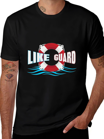 Camiseta Negra Like Guard con Diseño de Salvavidas