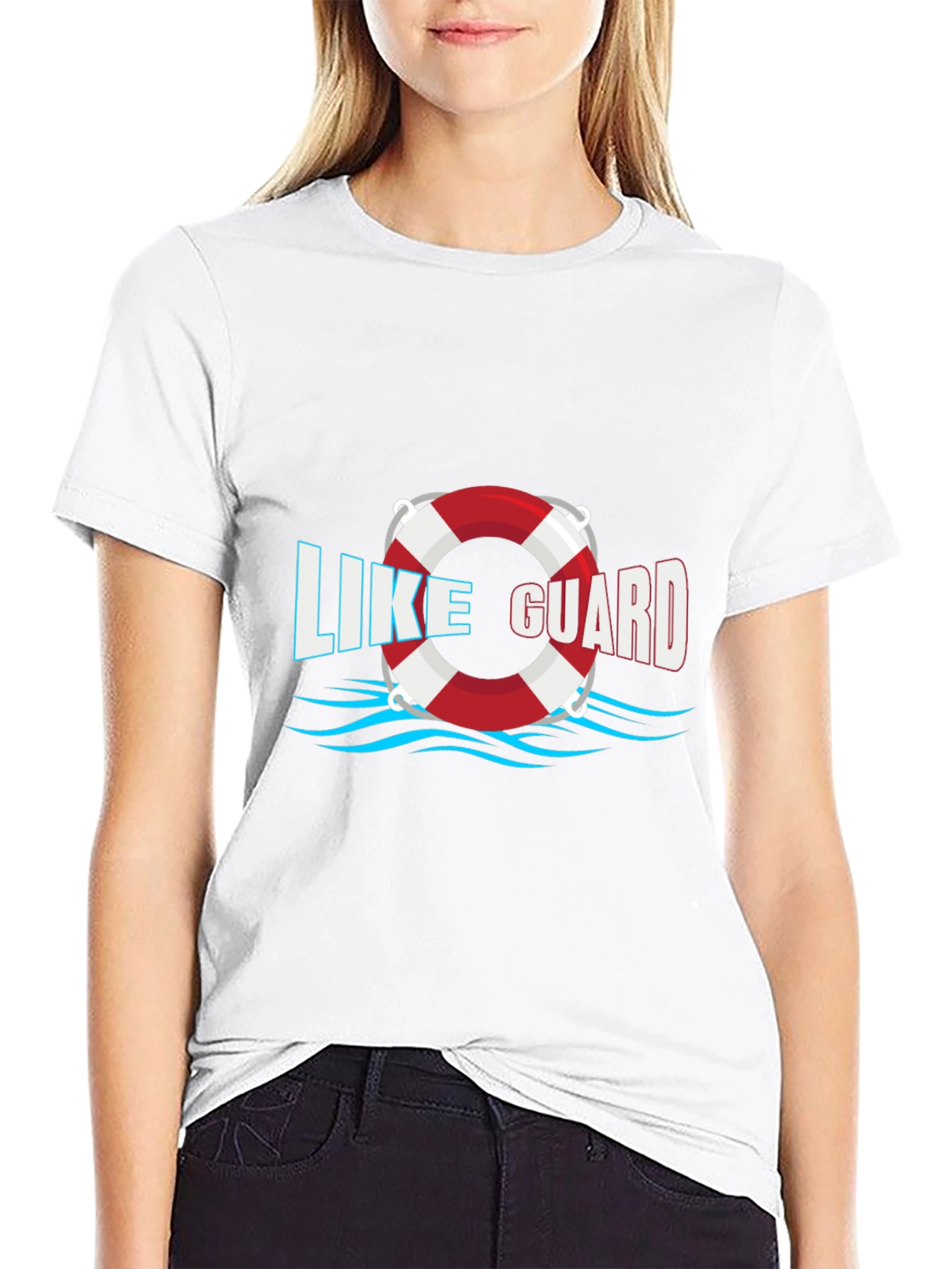 Camiseta Negra Like Guard con Diseño de Salvavidas
