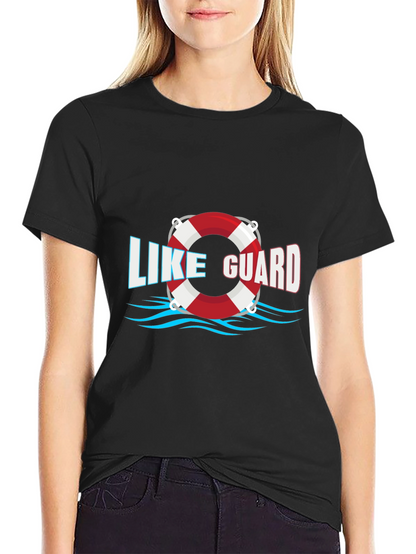 Camiseta Negra Like Guard con Diseño de Salvavidas