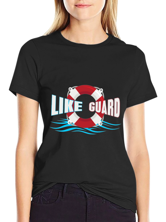 Camiseta Negra Like Guard con Diseño de Salvavidas
