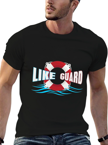 Camiseta Negra Like Guard con Diseño de Salvavidas