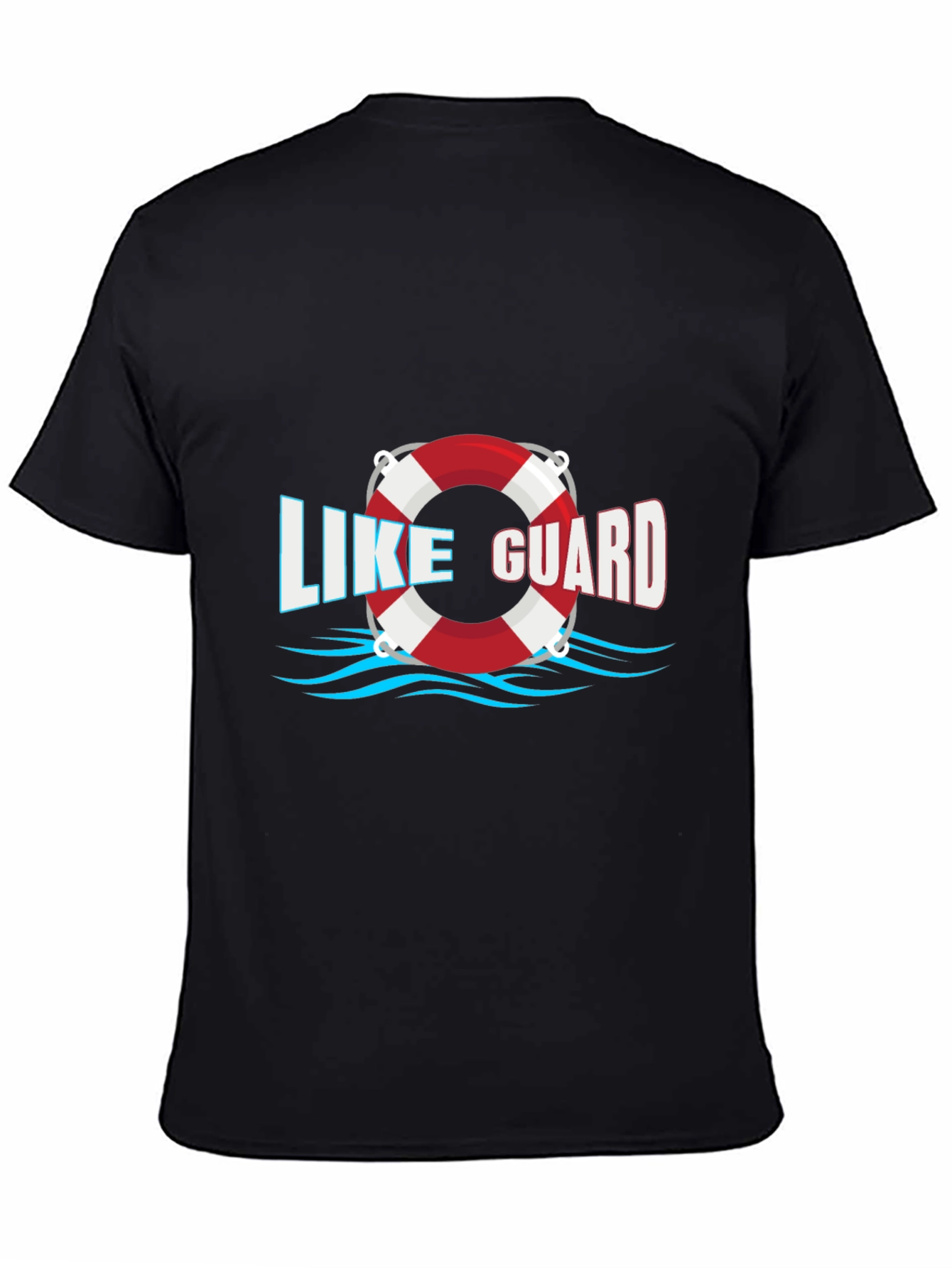 Camiseta Negra Like Guard con Diseño de Salvavidas