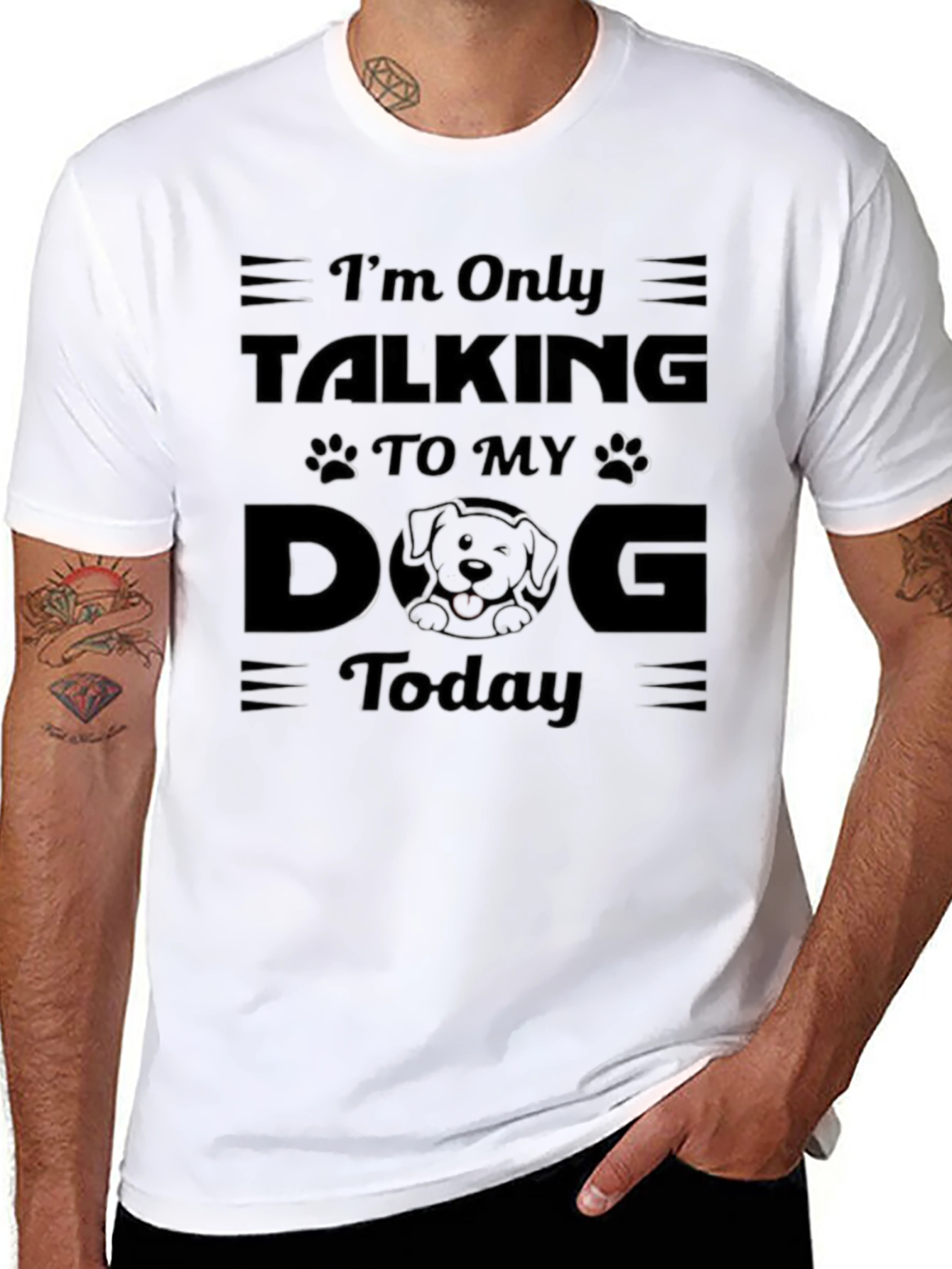Camiseta Negra Hombre: Solo Hablo con Mi Perro Hoy
