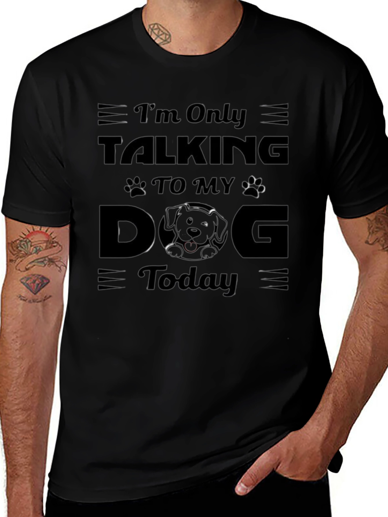 Camiseta Negra Hombre: Solo Hablo con Mi Perro Hoy