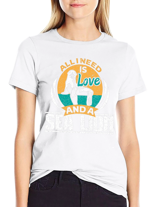 Camiseta Negra All I Need Is Love and a Sea Lion