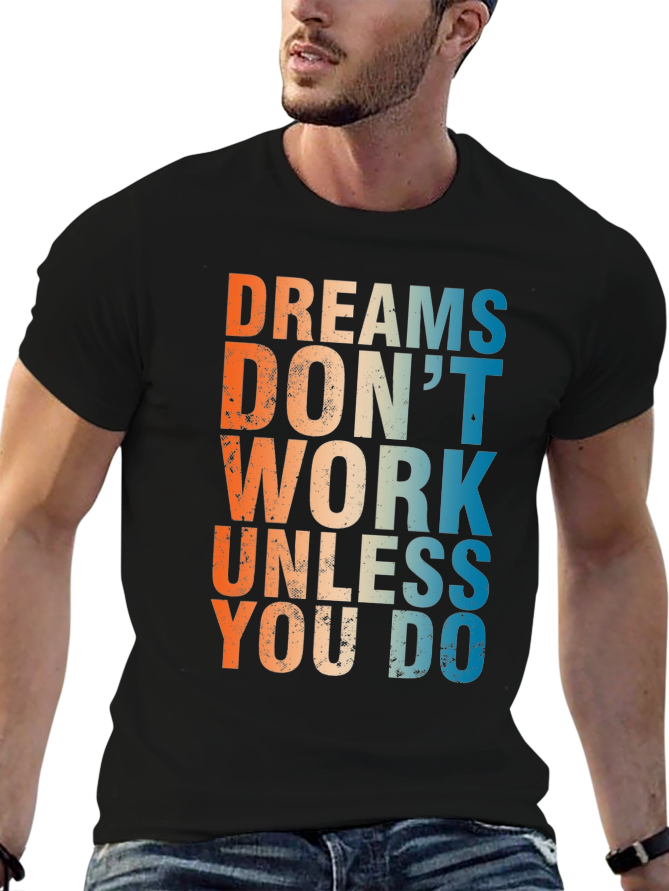 Camiseta Negra Inspiradora: Sueños no funcionan