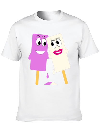 Camiseta Negra con Divertidos Helados Animados
