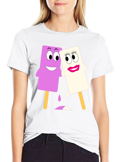 Camiseta Negra con Divertidos Helados Animados