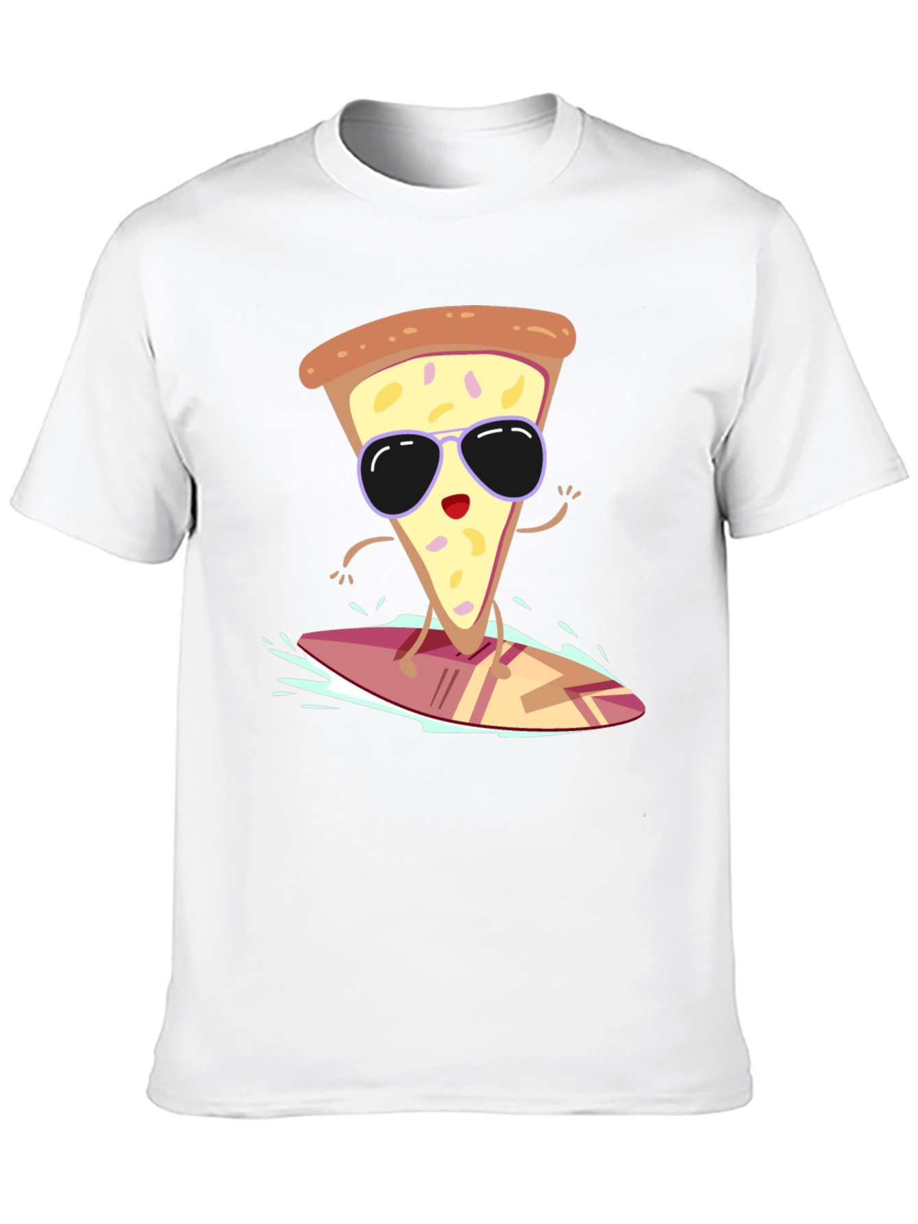Camiseta Negra con Diseño de Pizza Surfista