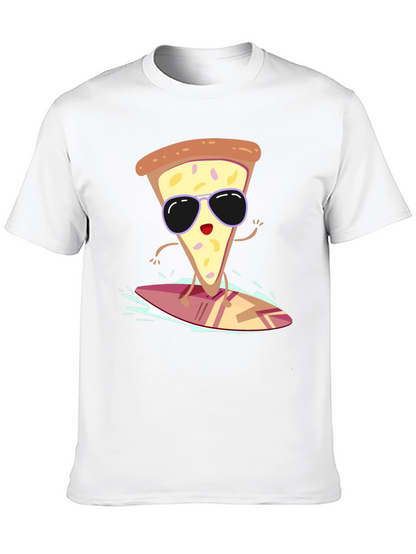 Camiseta Negra con Diseño de Pizza Surfista