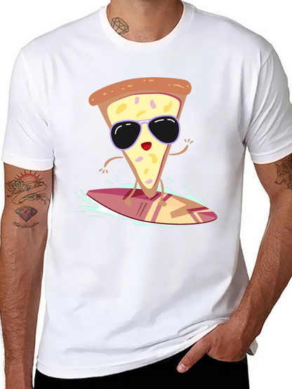 Camiseta Negra con Diseño de Pizza Surfista