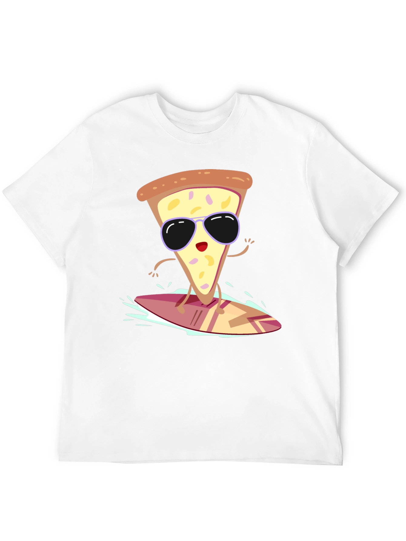 Camiseta Negra con Diseño de Pizza Surfista