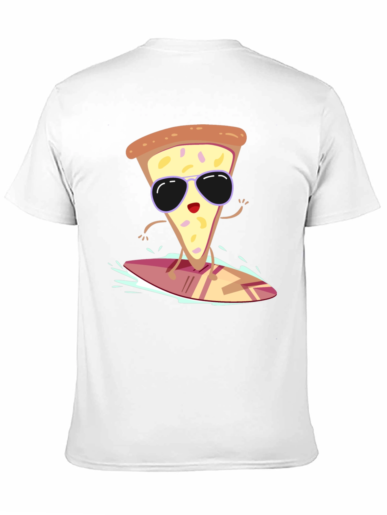 Camiseta Negra con Diseño de Pizza Surfista