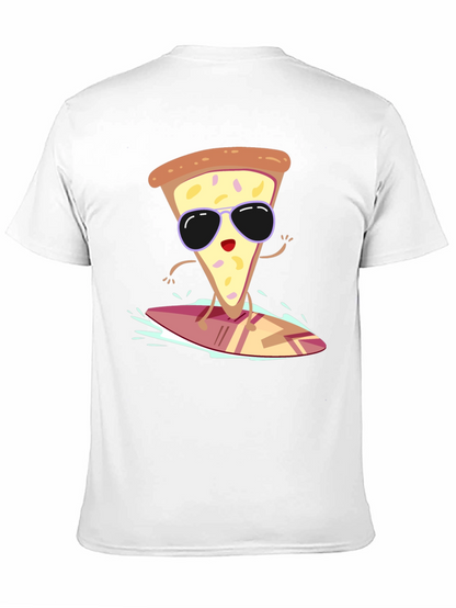 Camiseta Negra con Diseño de Pizza Surfista