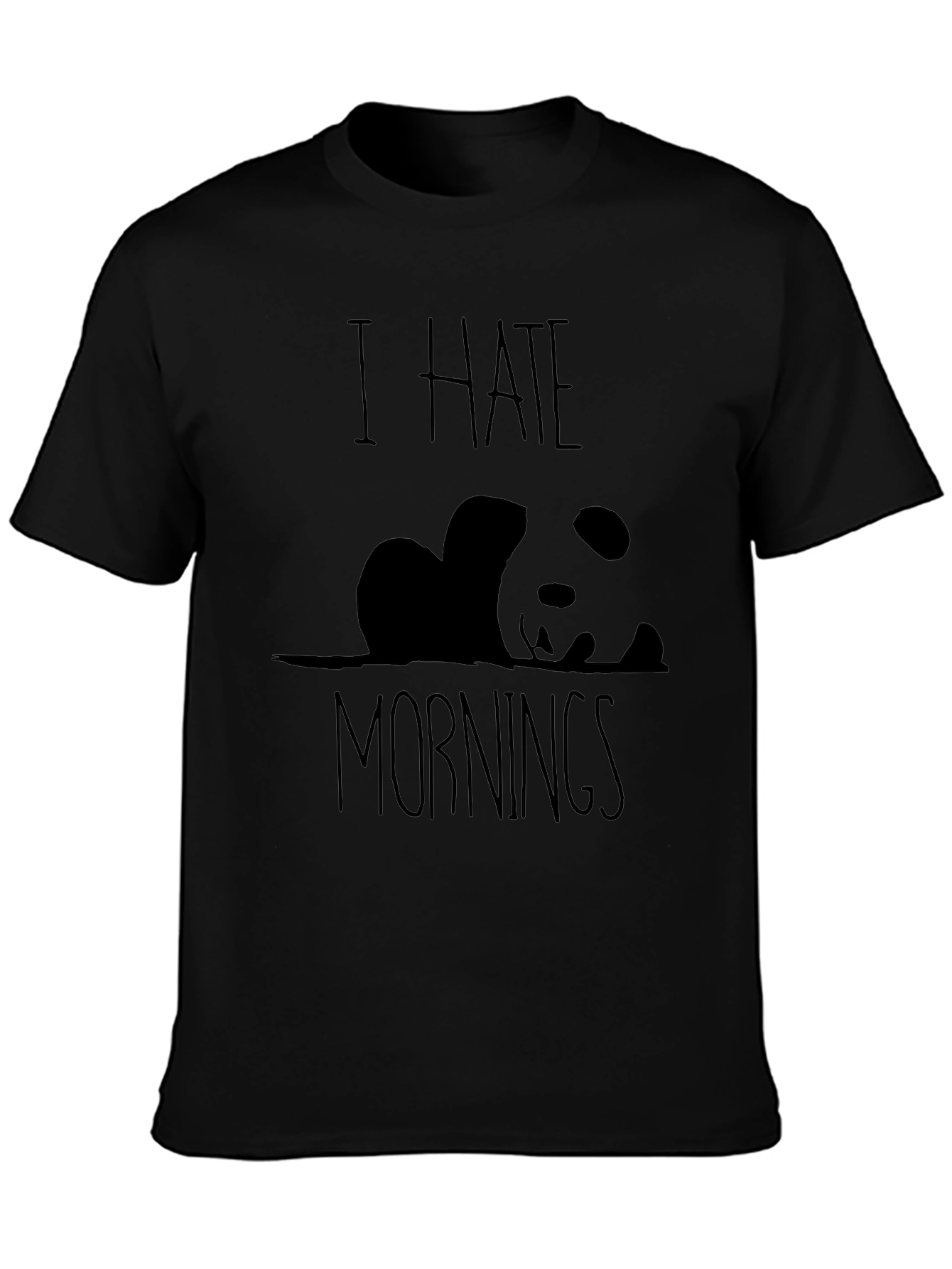 Camiseta Negra Panda: Odio las Mañanas