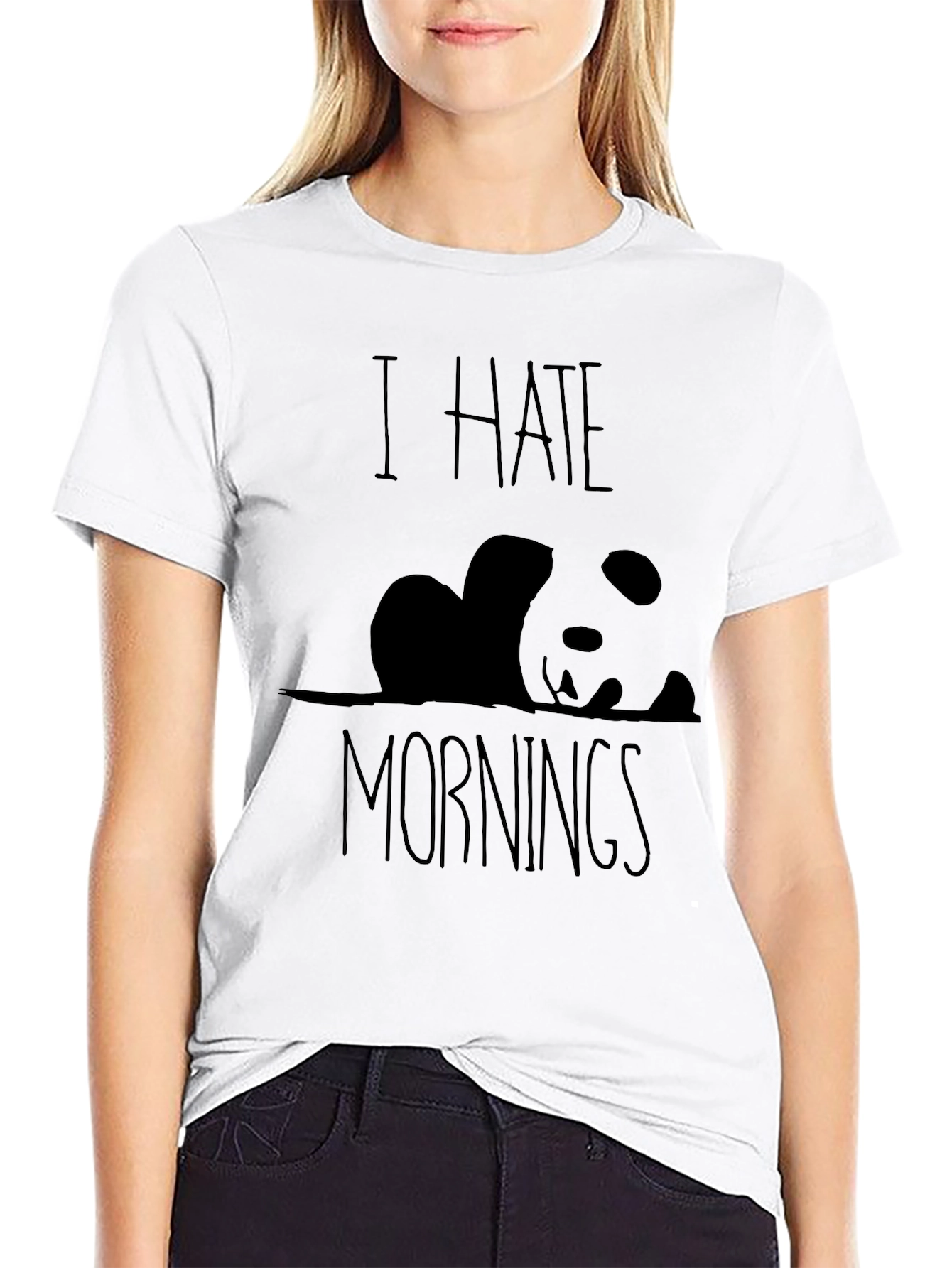 Camiseta Negra Panda: Odio las Mañanas
