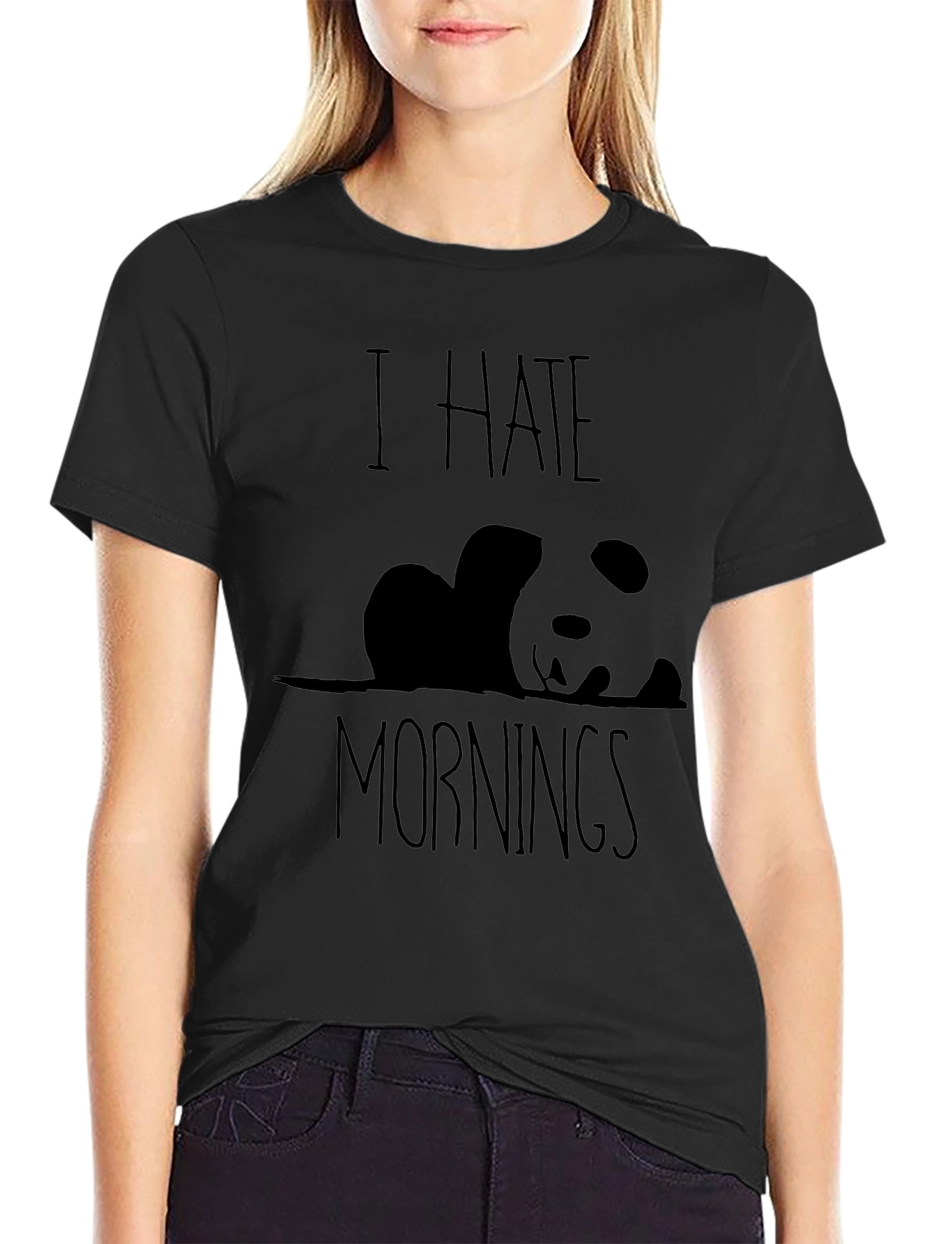 Camiseta Negra Panda: Odio las Mañanas