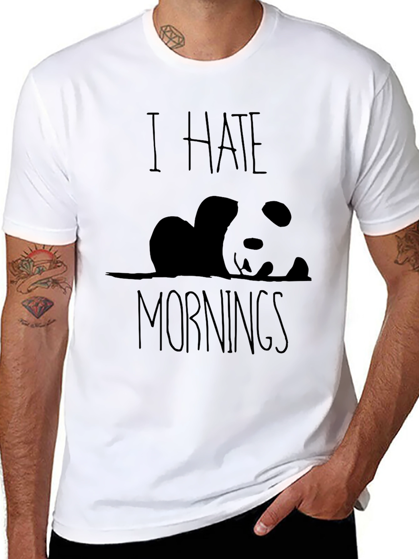 Camiseta Negra Panda: Odio las Mañanas