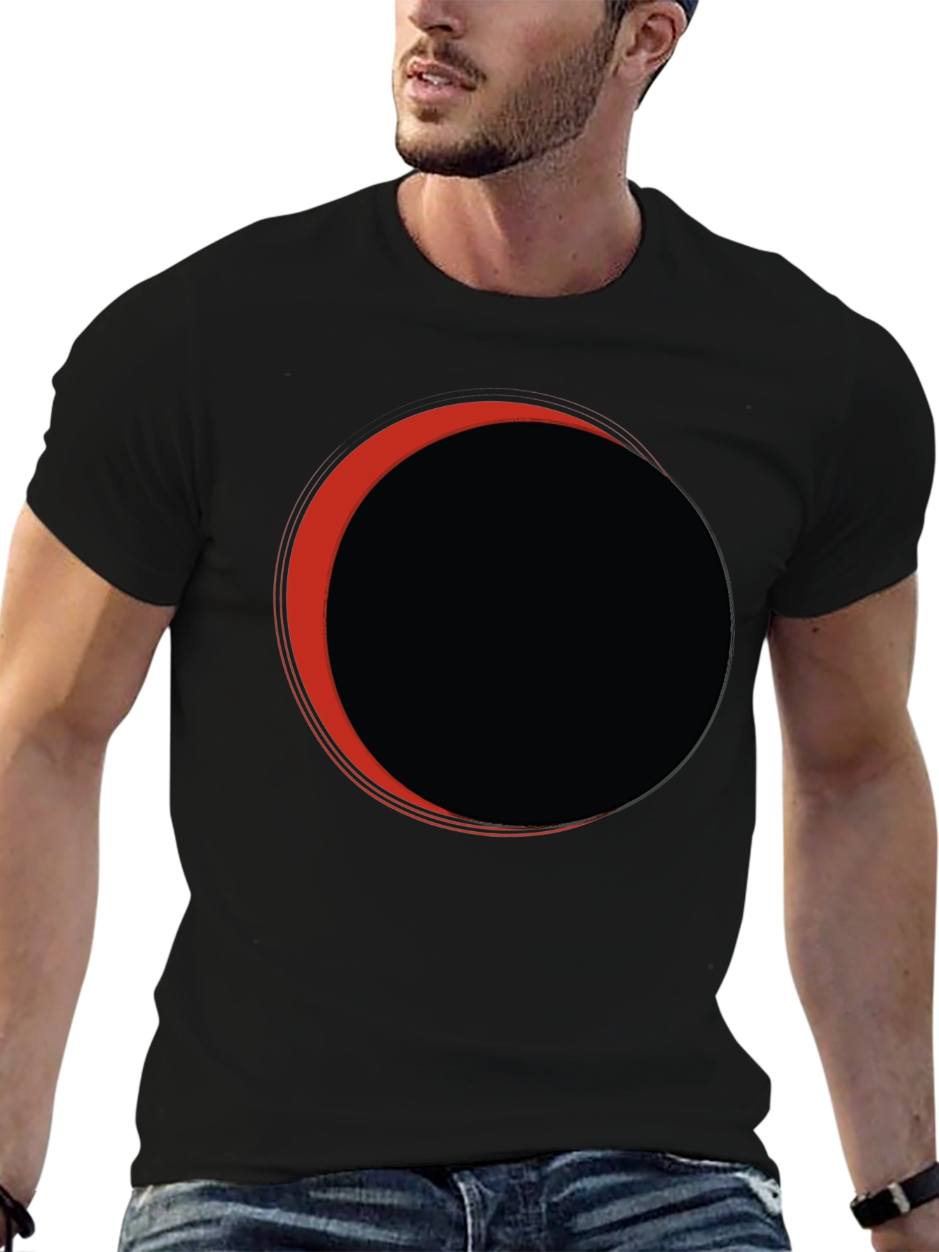 Camiseta Negra Eclipse Circular Rojo