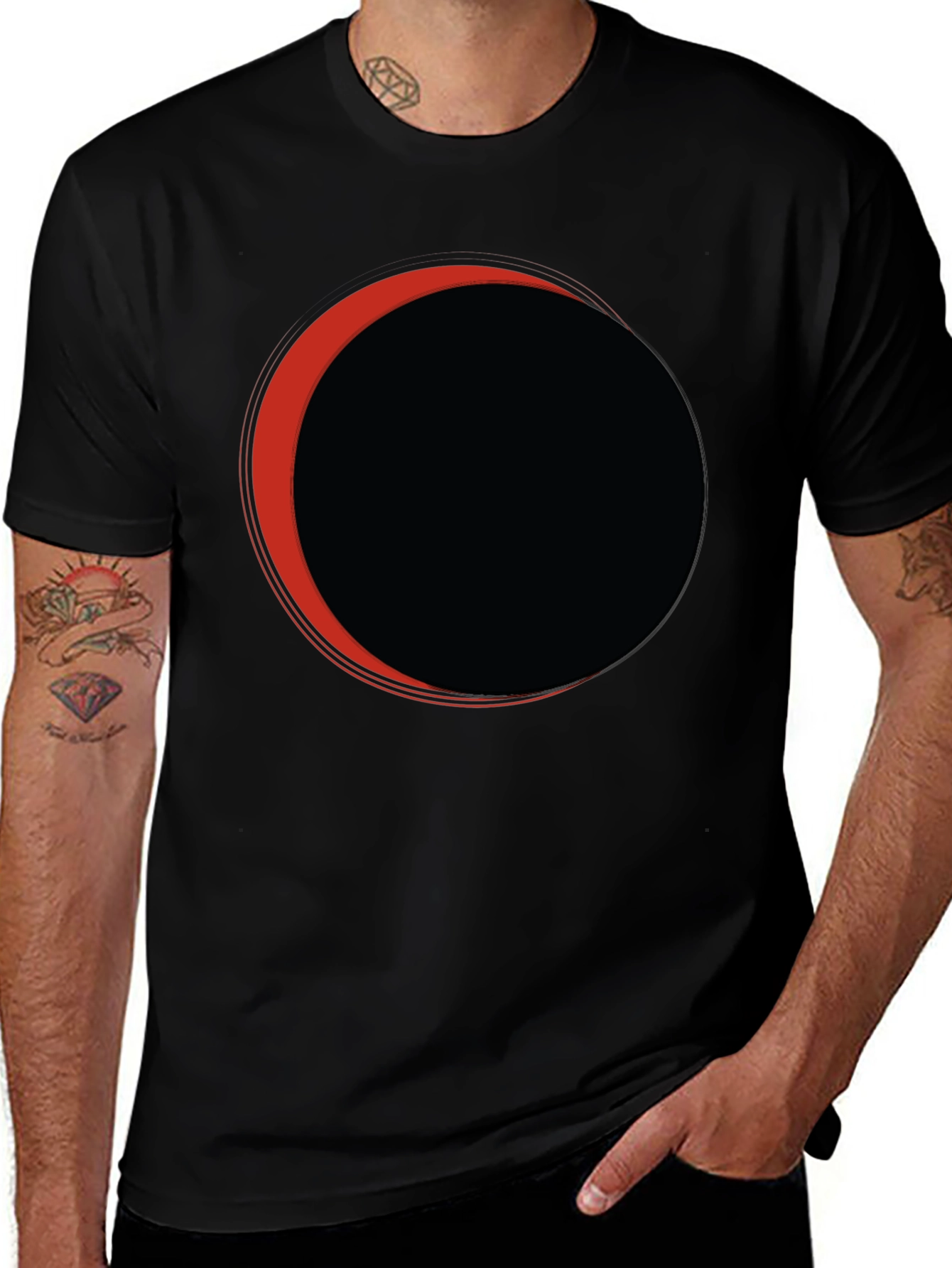Camiseta Negra Eclipse Circular Rojo