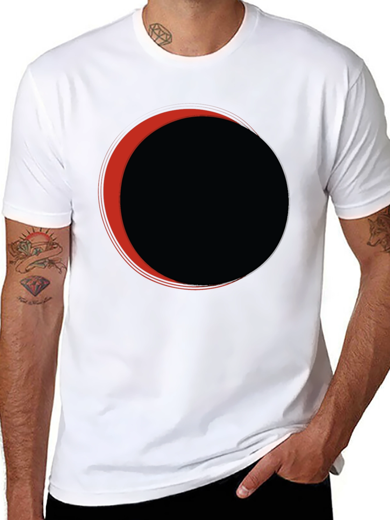 Camiseta Negra Eclipse Circular Rojo