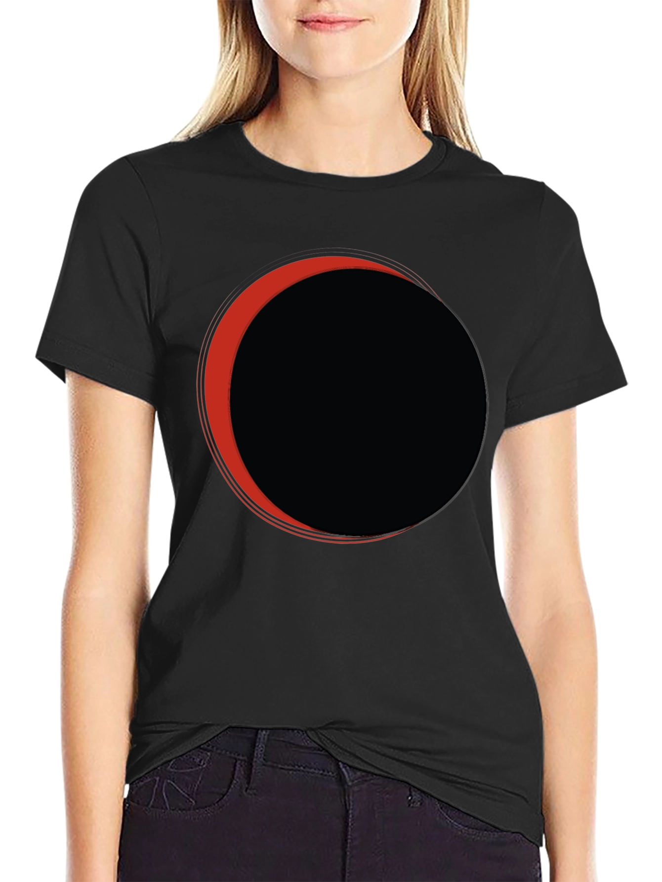 Camiseta Negra Eclipse Circular Rojo