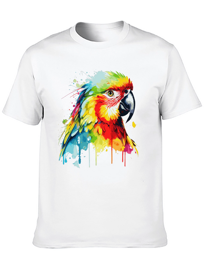 Camiseta Negra con Diseño de Loro Acuarela
