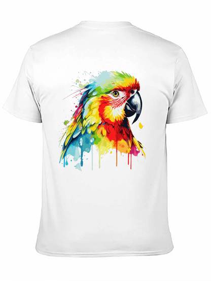 Camiseta Negra con Diseño de Loro Acuarela