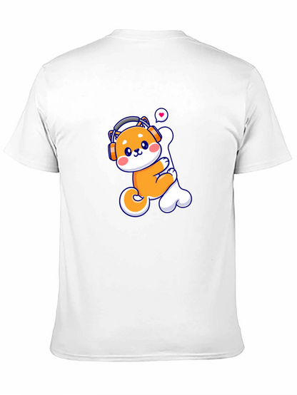 Camiseta Negra con Shiba Inu Amante de la Música