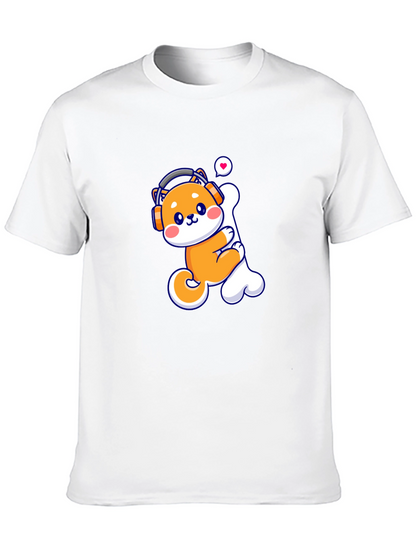 Camiseta Negra con Shiba Inu Amante de la Música