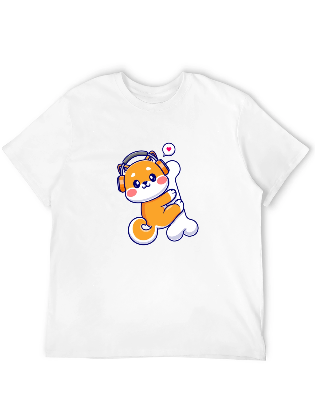 Camiseta Negra con Shiba Inu Amante de la Música