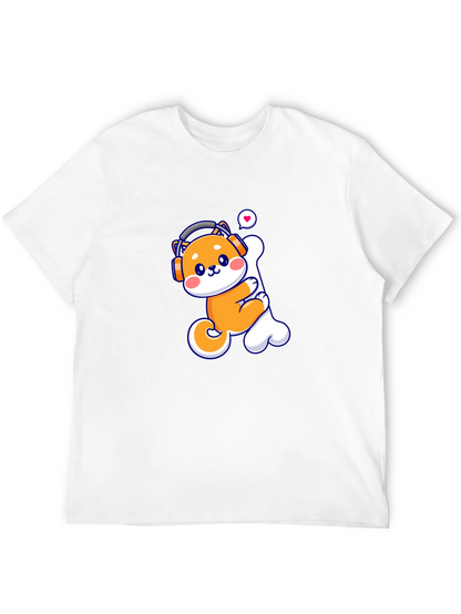 Camiseta Negra con Shiba Inu Amante de la Música