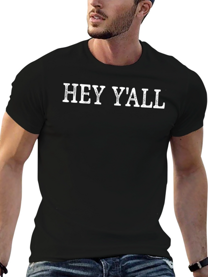 Camiseta Negra Hey Yall Casual y Cómoda