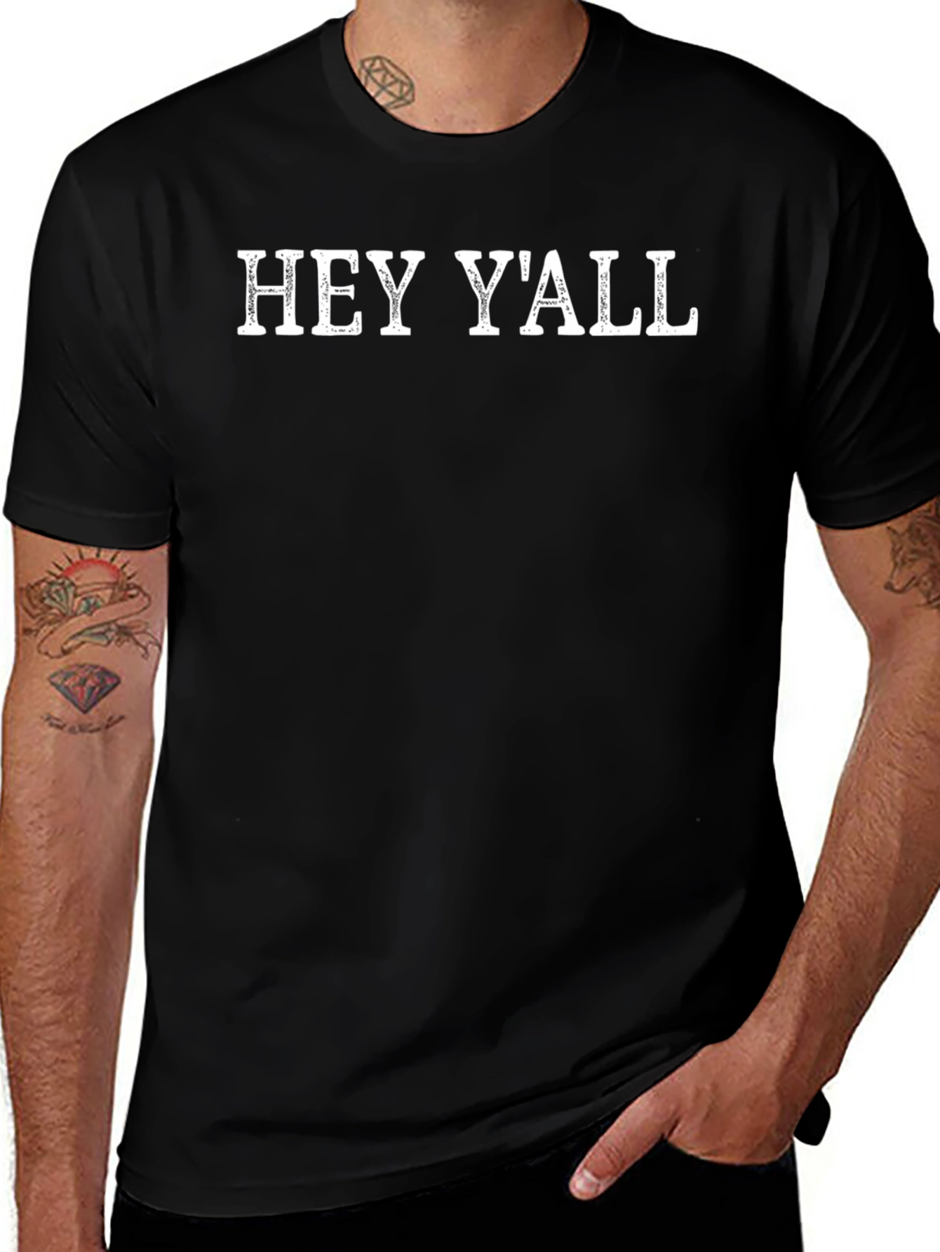 Camiseta Negra Hey Yall Casual y Cómoda