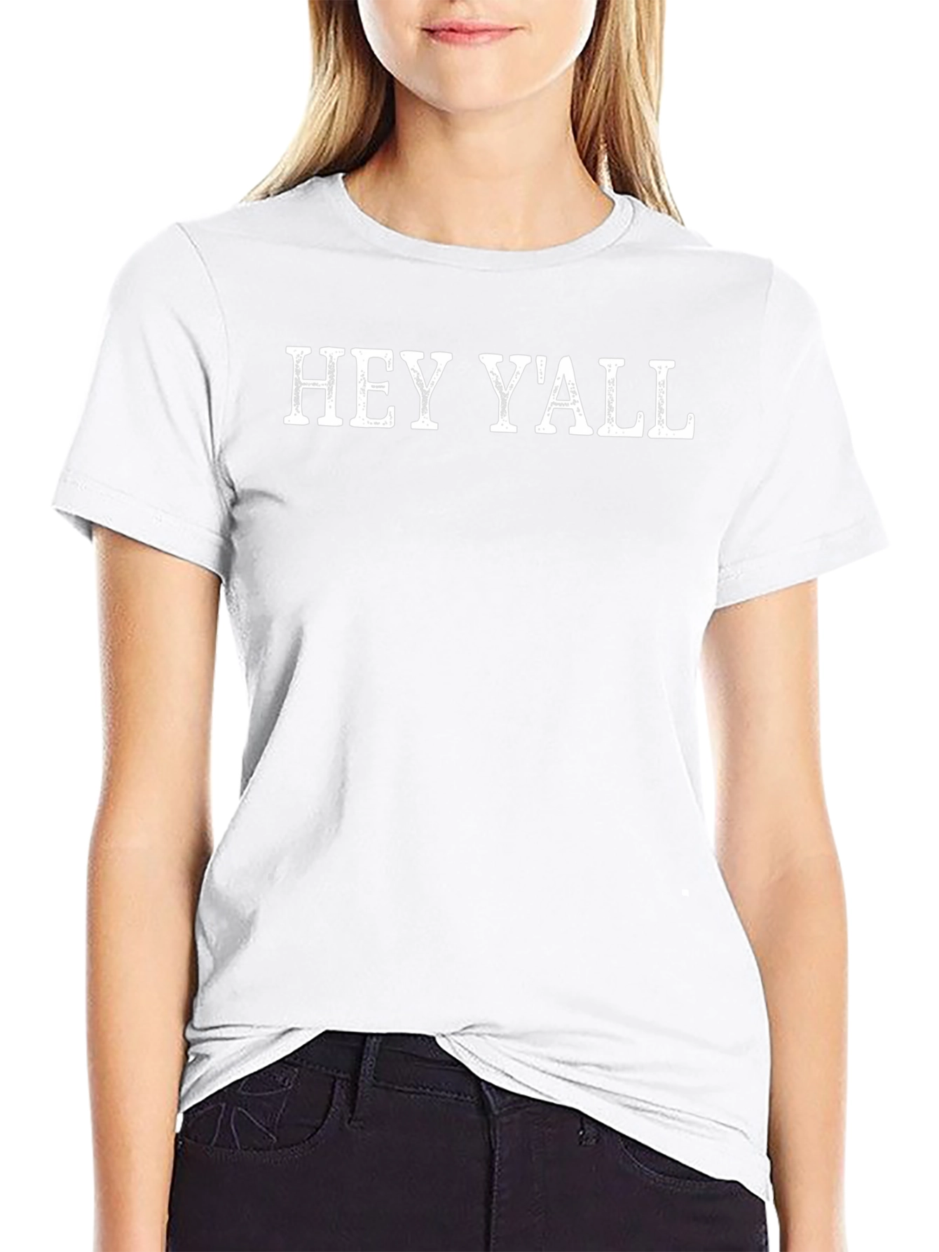 Camiseta Negra Hey Yall Casual y Cómoda