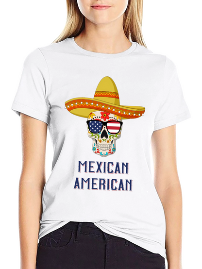 Camiseta Calavera Mexicana Americana