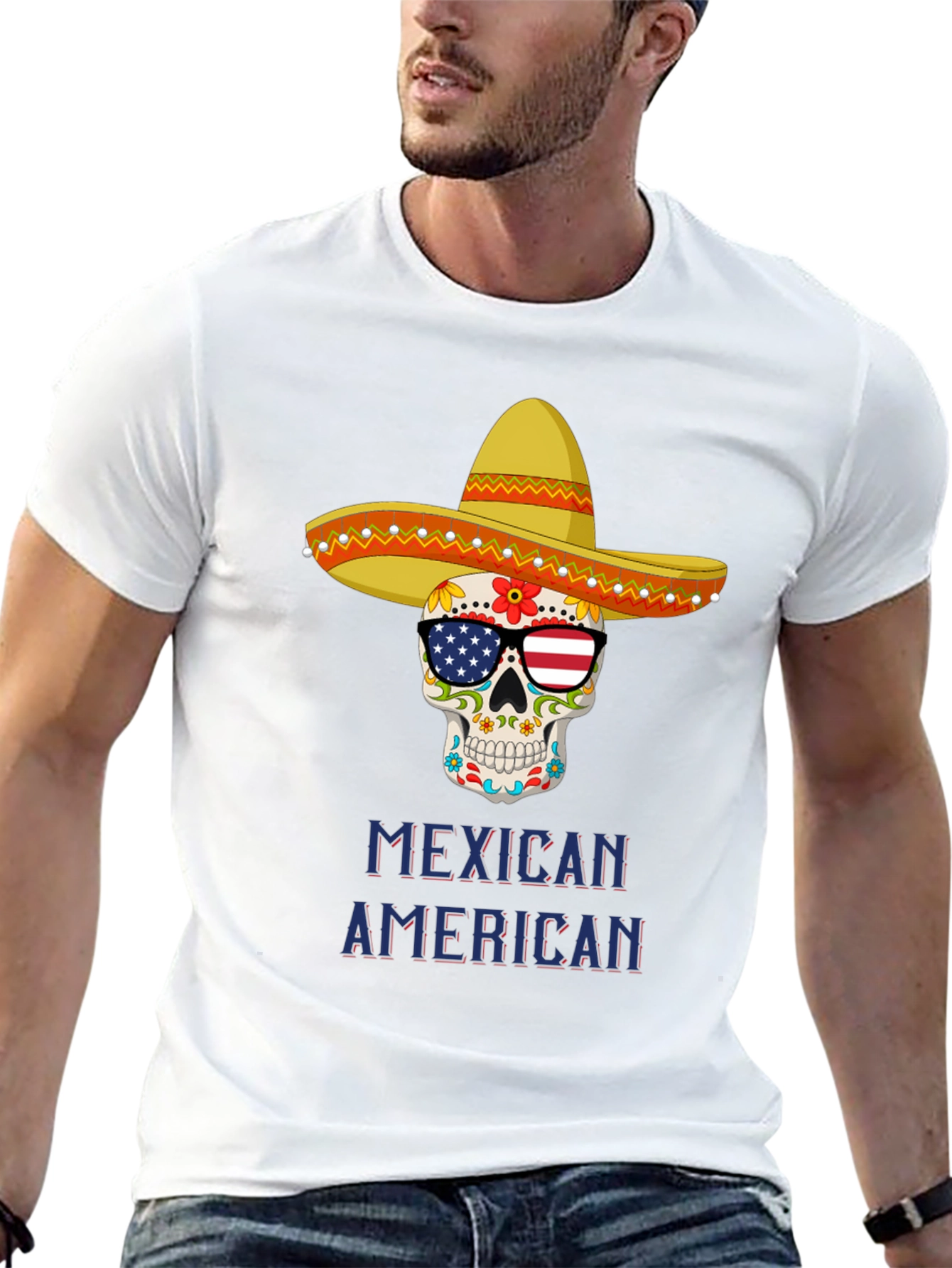 Camiseta Calavera Mexicana Americana