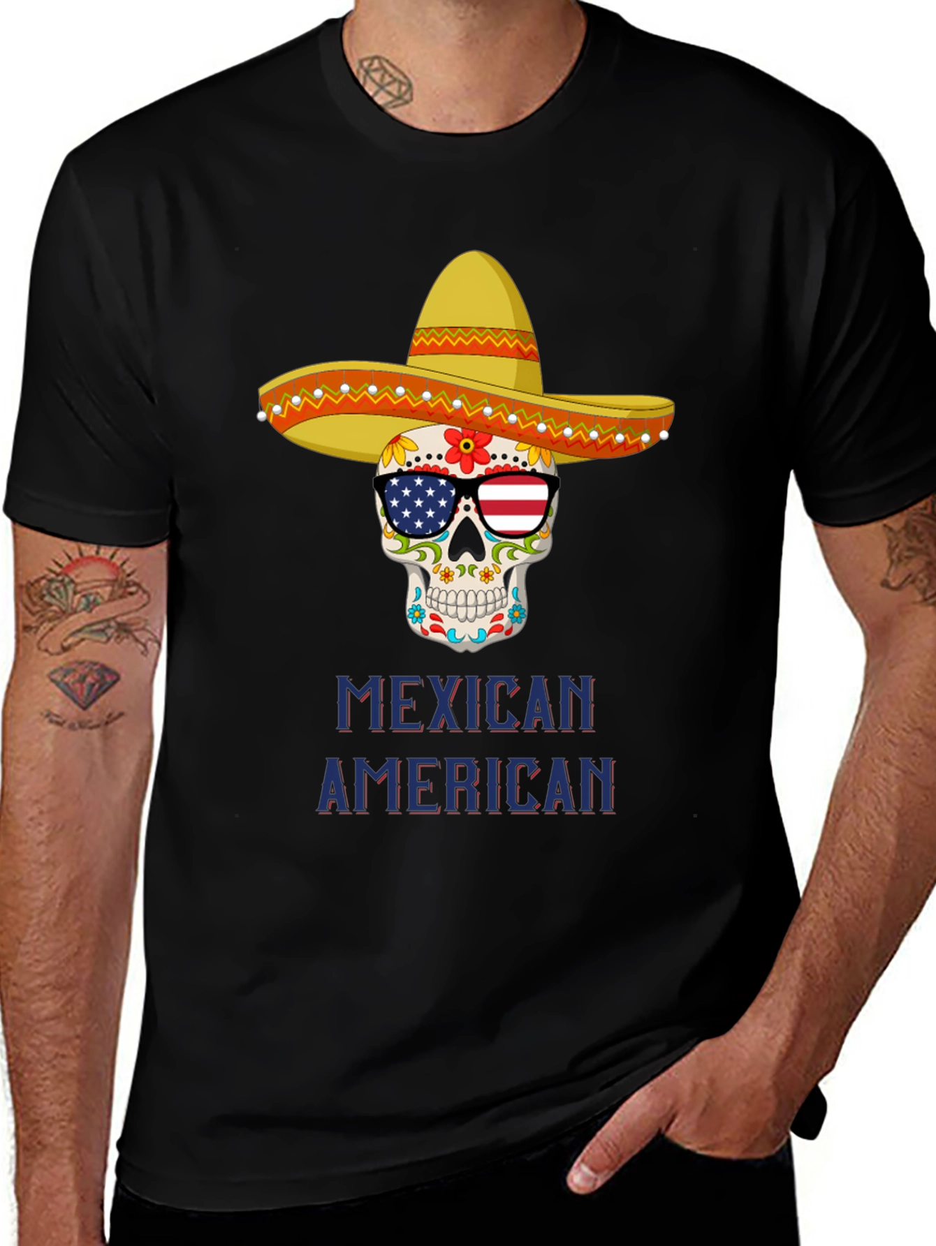 Camiseta Calavera Mexicana Americana