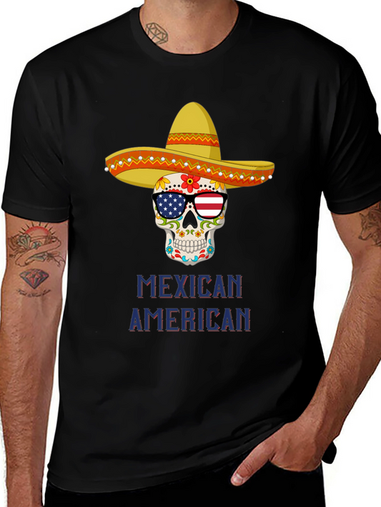 Camiseta Calavera Mexicana Americana