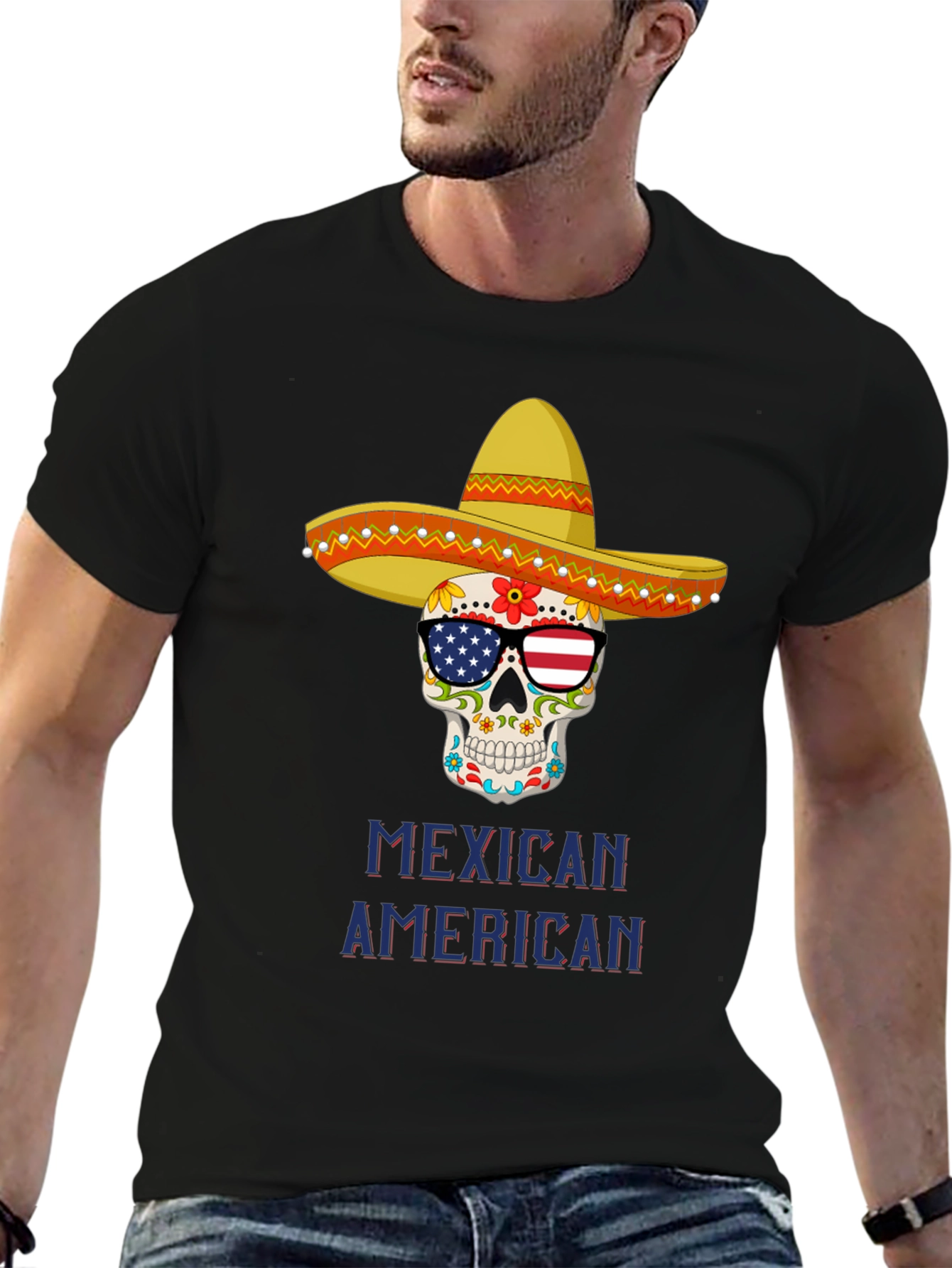 Camiseta Calavera Mexicana Americana