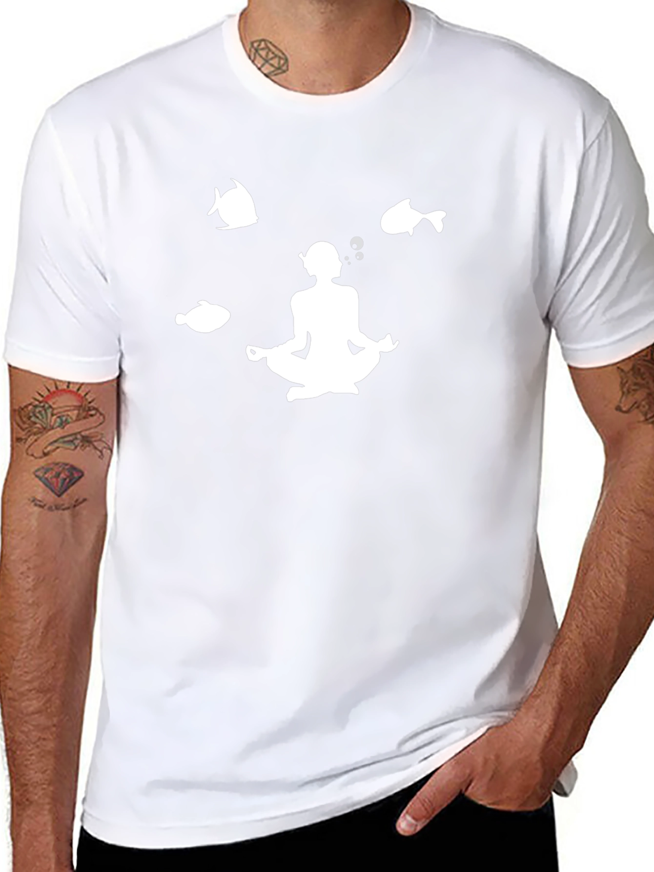 Camiseta Negra Meditación Buceo Peces