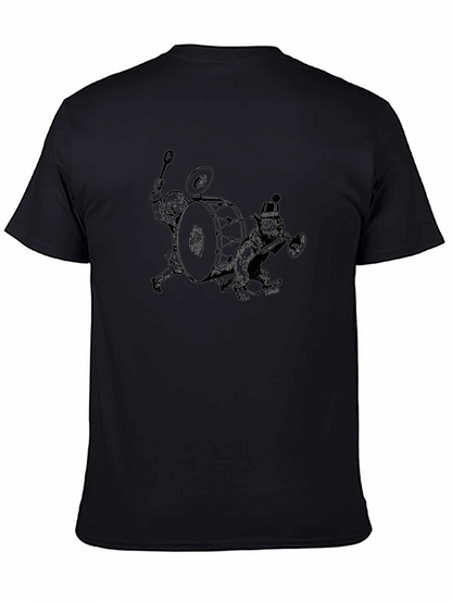 Camiseta Negra Estampada: Banda Musical de Animales