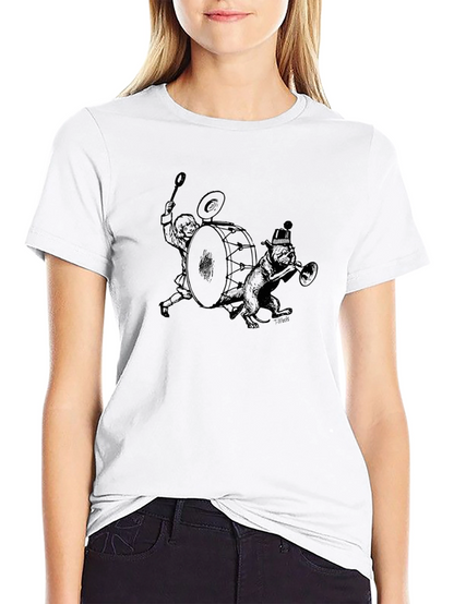 Camiseta Negra Estampada: Banda Musical de Animales