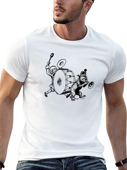 Camiseta Negra Estampada: Banda Musical de Animales