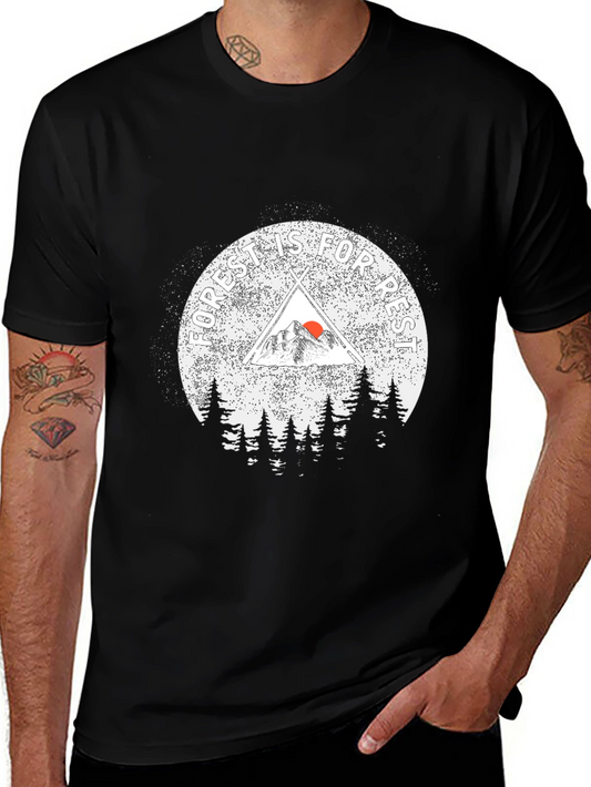 Camiseta Negra Forest is for Rest con Diseño Montaña